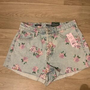 Wild Fable Floral Jean Shorts - Blue and Pink
